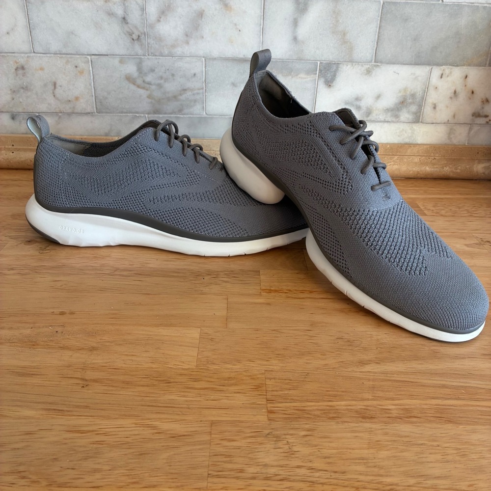 Cole Haan 3.ZEROGRAND Stitchlite Oxford Mens 11 Grey Knit C30607 Wingtip Sneaker